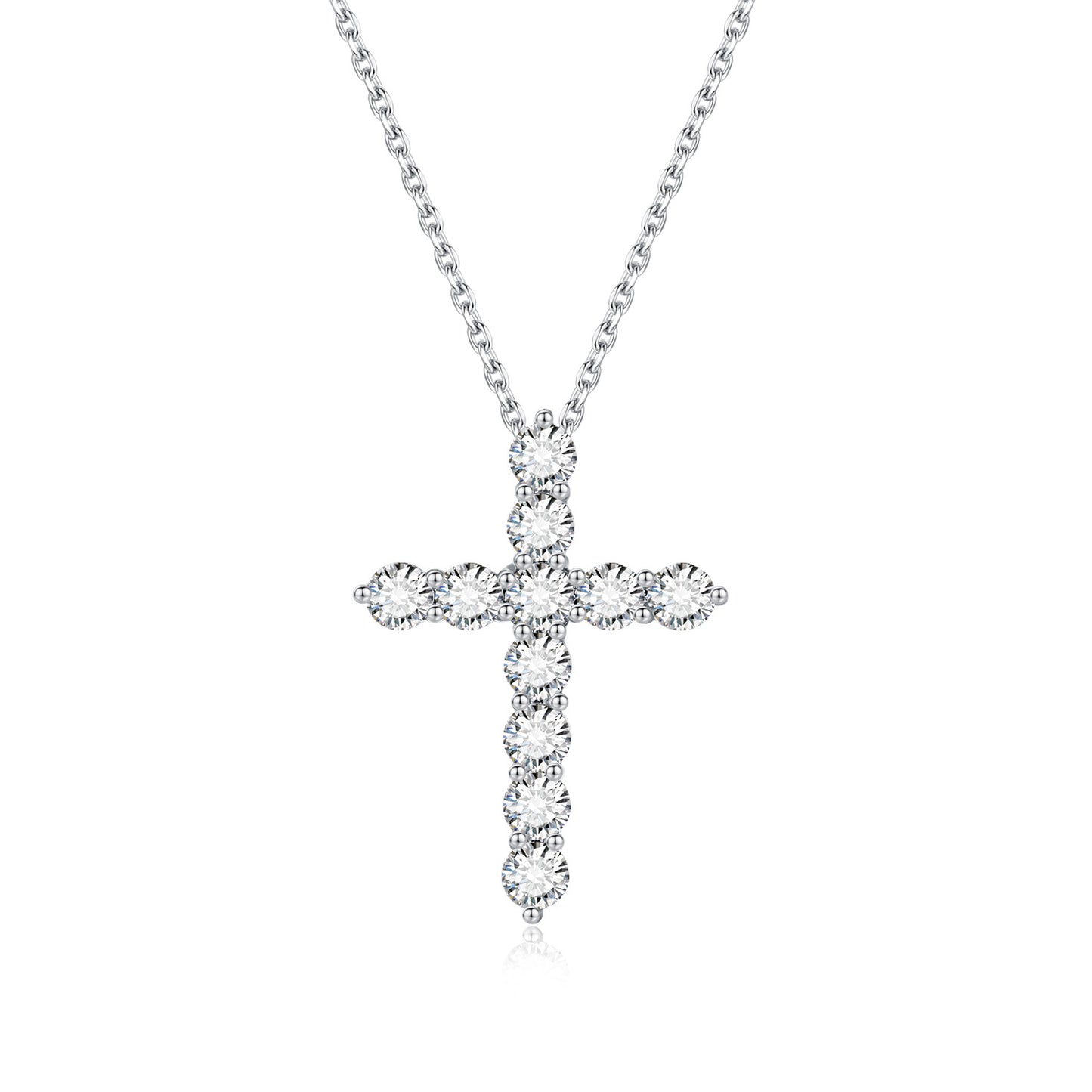Cross18k Gold Necklace with Cultivated Diamonds and Platinum Genuine Diamonds18k Gold Collarbone Chain High-end