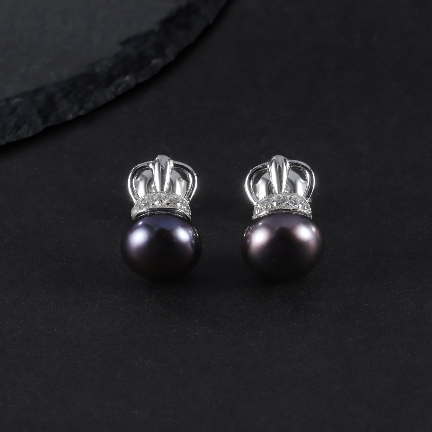 New9mm Natural Freshwater Pearl Ear Studs Women Fashionable and Luxurious Elegance S925Sterling Silver Earrings