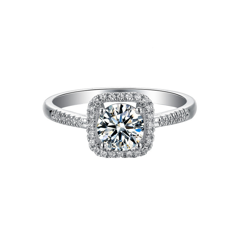 Light luxury elegant temperament1Carat Moissanite Ring Full Body9/10/14/18k White Gold Rose Gold Yellow Gold Ring