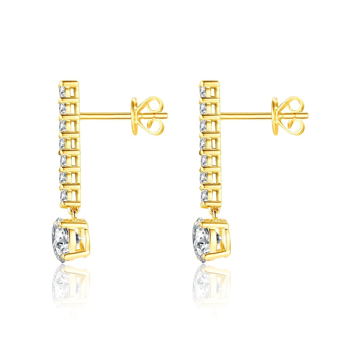 Quality14k Gold Inlaid Cultivated Diamond Earrings0.5Carat Diamond Earrings Medium Long Style k New Style Gold Earrings