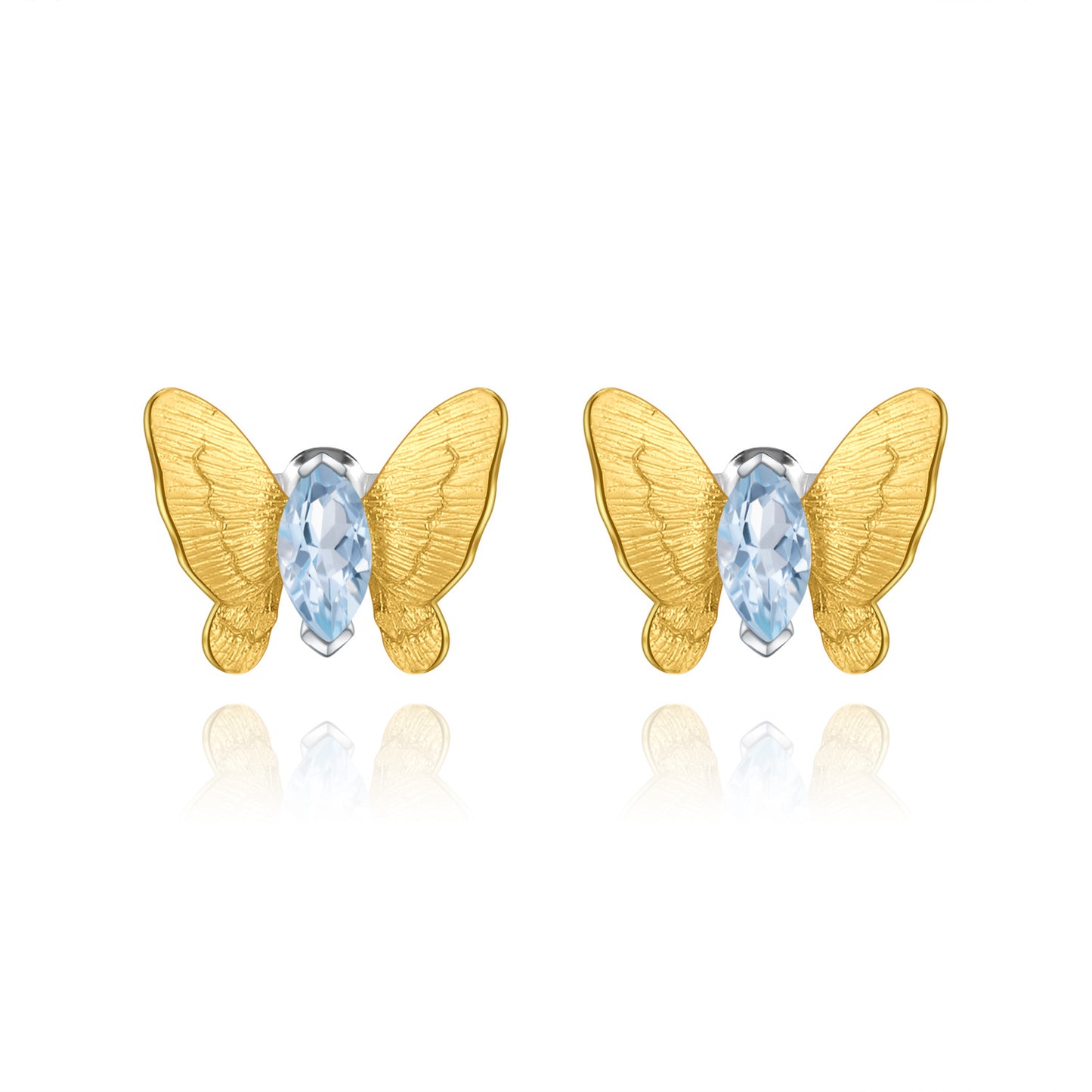 Designer Natural Gemstone Earrings Butterfly Fashion Design925Silver Inlaid Natural Amethyst Stud Earrings