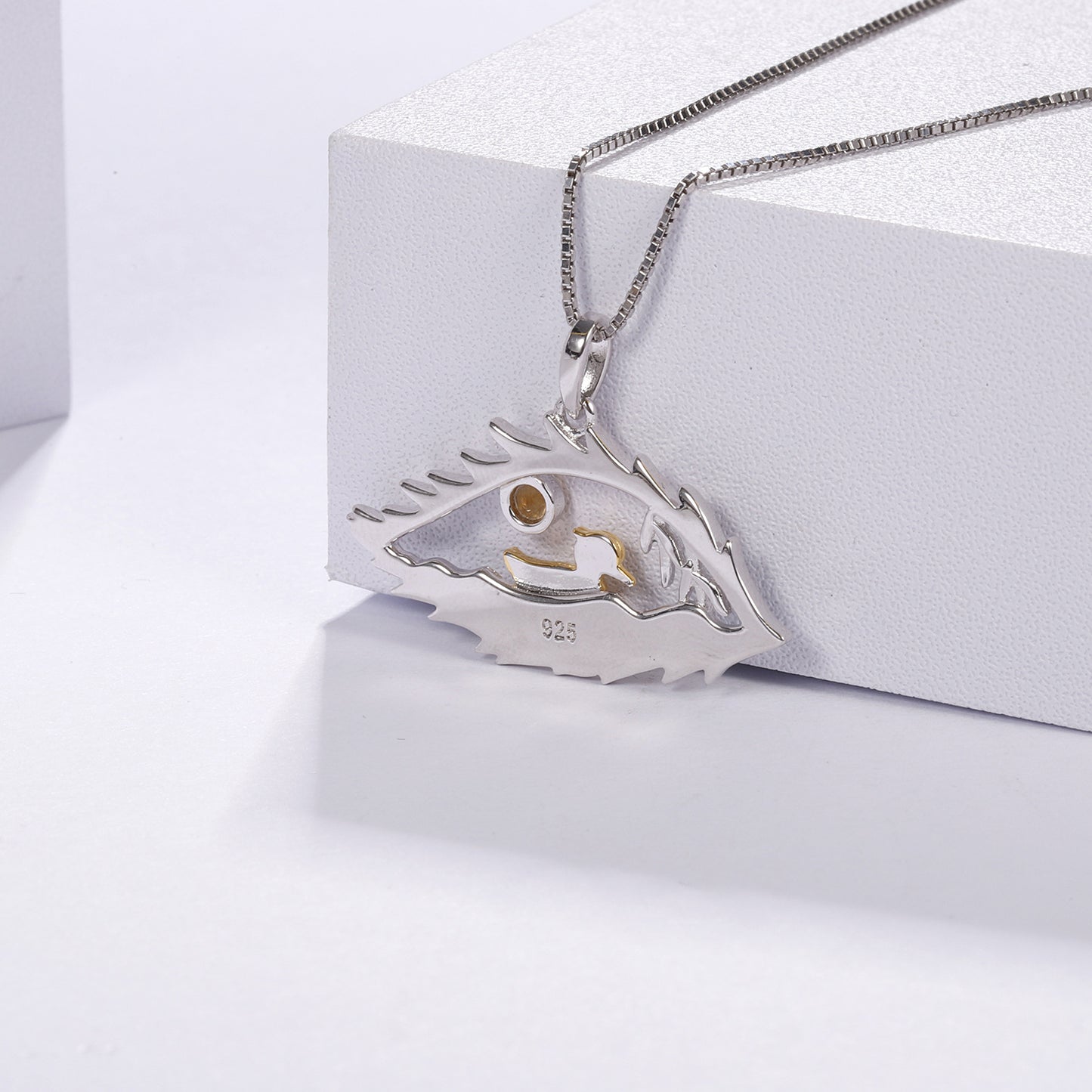 Designer High-End Gemstone Pendant The Lake in the Eyes s925Silver Enamel Natural Topaz Necklace Pendant