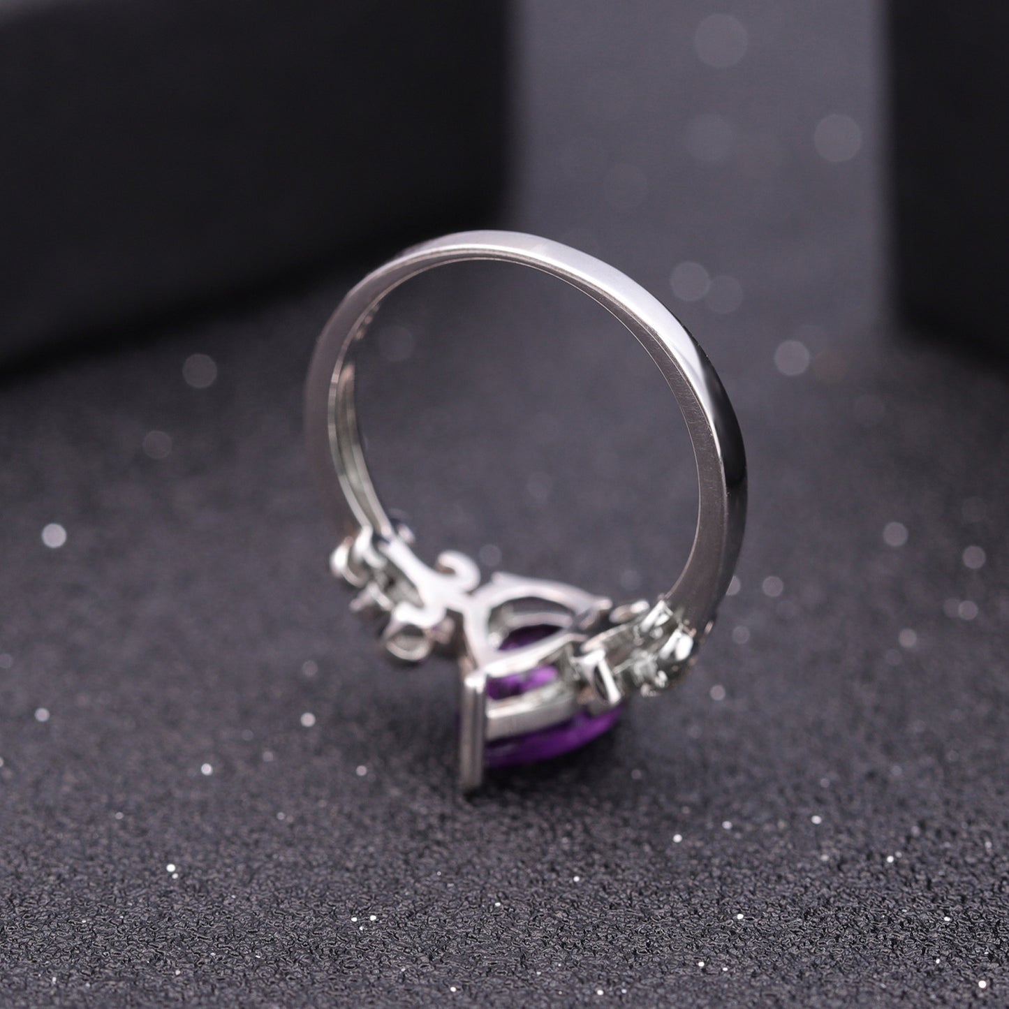 Jewelry Design Sense Natural Gemstone Ring Niche Retro925Silver Inlaid Amethyst Ring