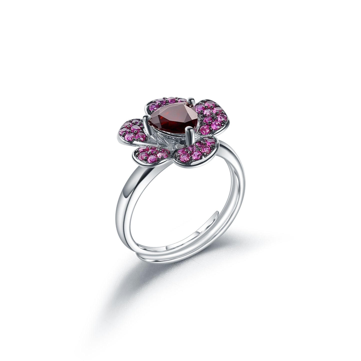 Designer Gemstone Ring Adjustable Flowers Bloom with a Sense of Sophistication s925Silver Natural Amethyst Ring