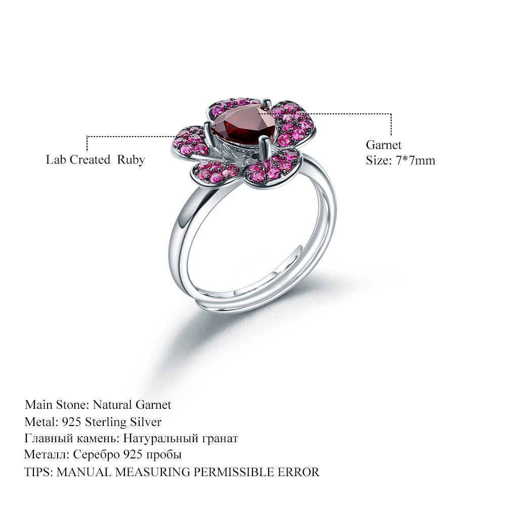 Designer Gemstone Ring Adjustable Flowers Bloom with a Sense of Sophistication s925Silver Natural Amethyst Ring
