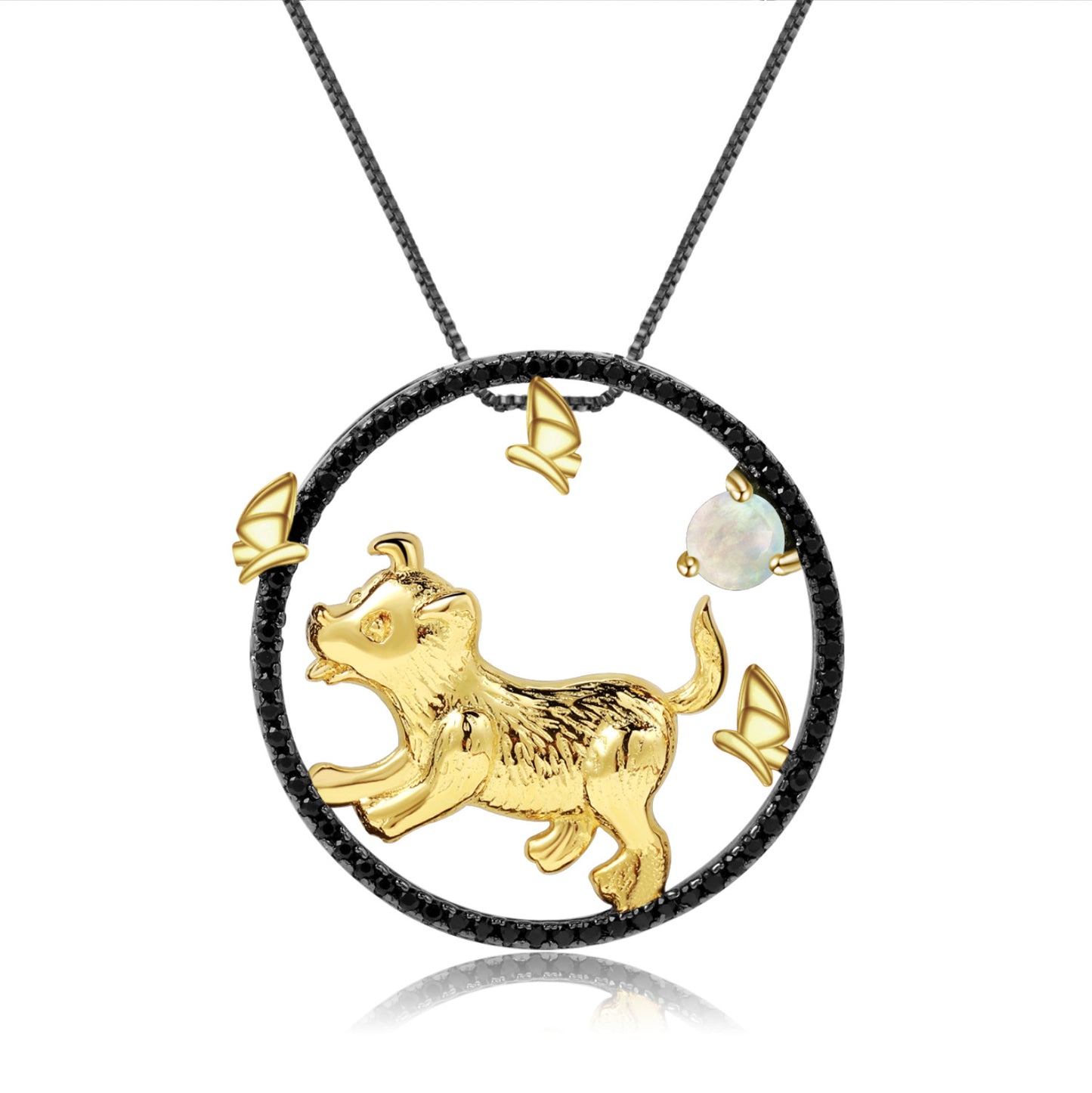 Designer Chinese Style Element Pendant Twelve Zodiac Series Dog 925Silver Natural Gemstone Necklace Pendant