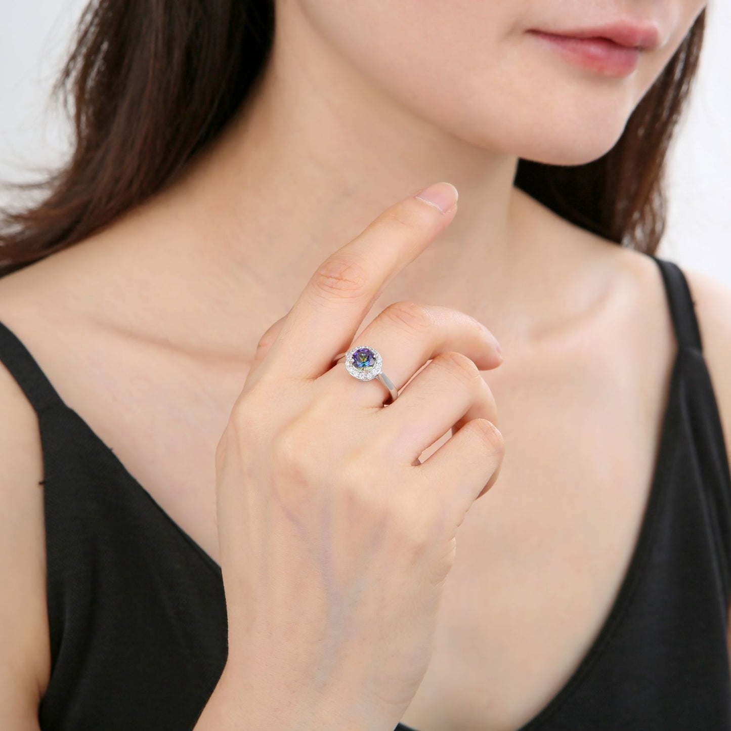 Factory Direct Supply Colorful Crystal Ring Vintage Natural Emerald s925Sterling Silver Inlaid Sapphire Ring