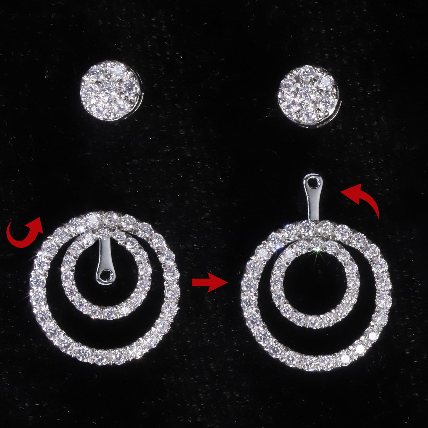 Advanced Sense18k Gold Inlaid Cultivated Diamond Earrings Layered Wear Light Luxury Circle Double Ring9/10/14k Gold Earring Set