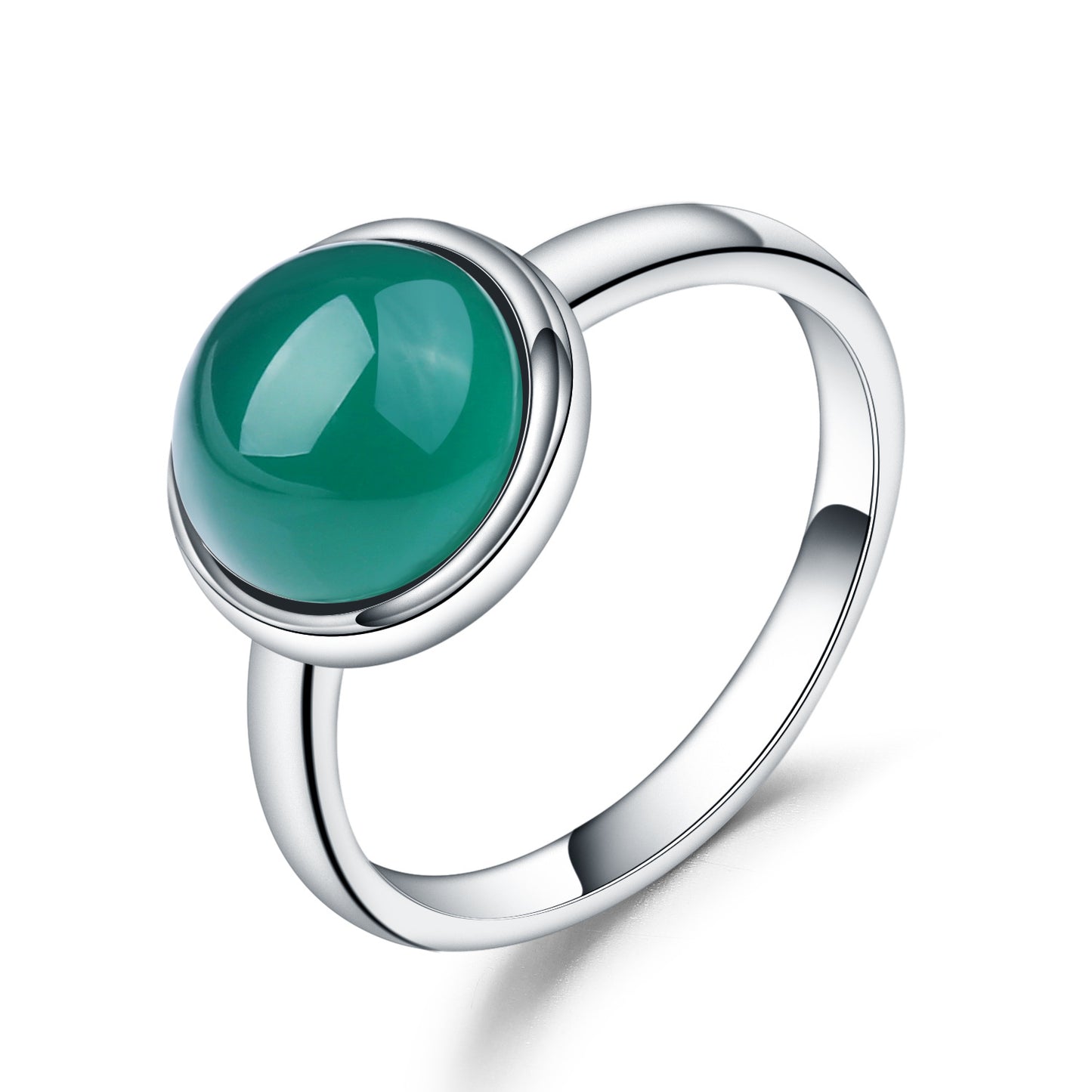 Factory Direct Supply Green Agate Gemstone Ring for Women New Simple Inlaid Natural Gemstone s925Silver ring