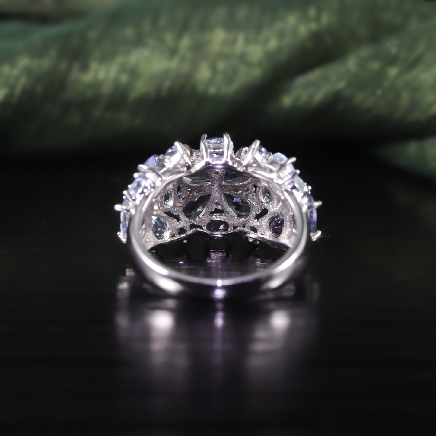 New s925Sterling Silver Inlaid Natural Topaz Ring Jewelry for Women Floral Gemstone Ring