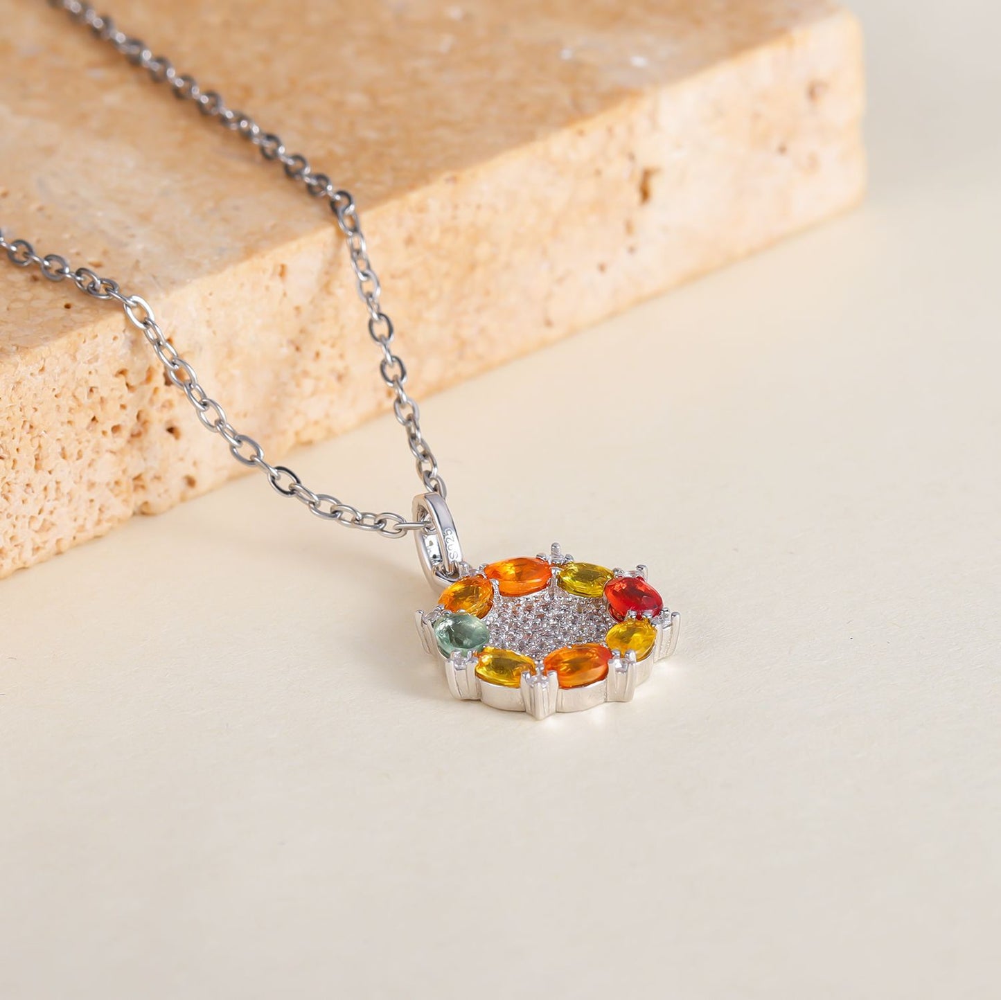 ins Colorful Candy Colors925Sterling Silver Ring Necklace Earrings Natural Blue Sapphire Jewelry Set Wholesale