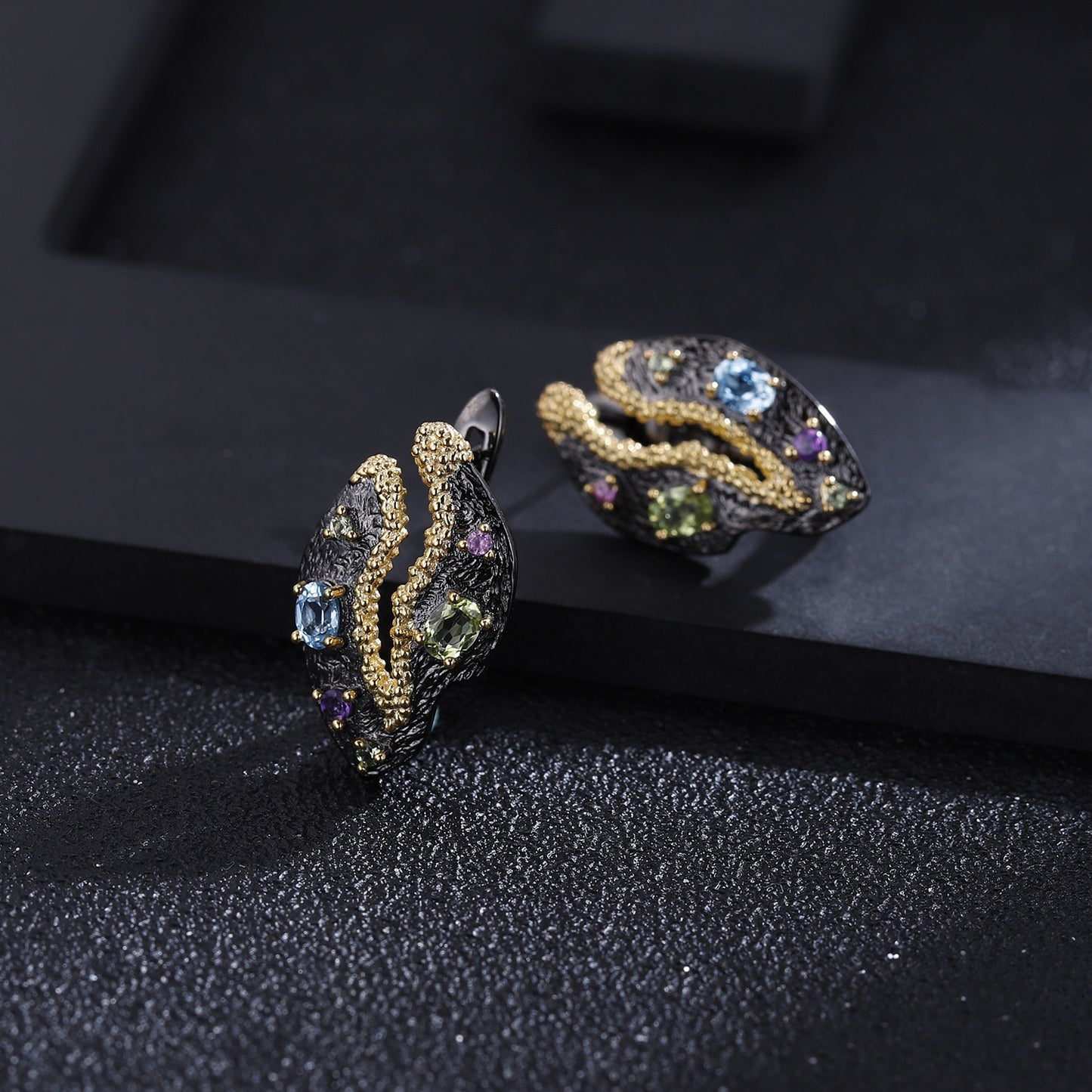 Italian Craft Designer Gemstone Earrings Vintage Style with a Sense of Sophistication925Silver Natural Gemstone Earrings