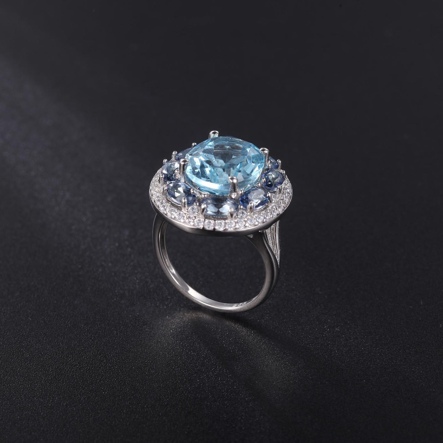 Factory Direct Supply Natural Gemstone Ring for Women Fashionable and Elegant s925Silver Inlaid Gemstone Topaz Ring