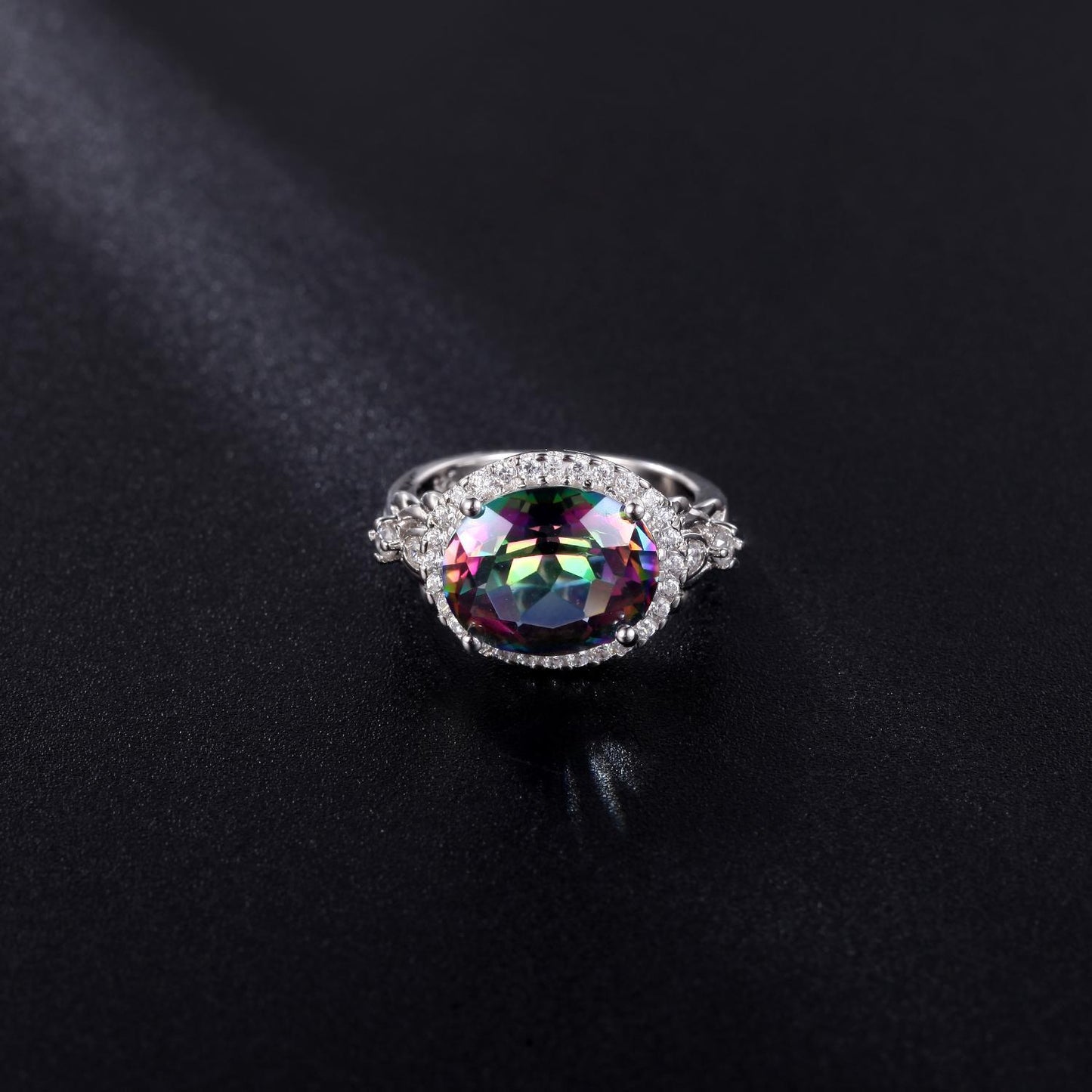 Luxurious Design Gemstone Ring for Women Vintage Fashion s925Sterling Silver Inlaid Colorful Crystal Ring