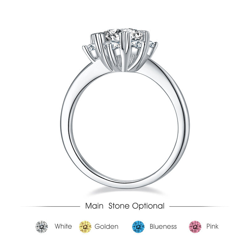 Snowflake Moissanite Ring s925Sterling Silver Inlaid1Carat Moissanite Wedding Ring In Stock Wholesale Silver Jewelry
