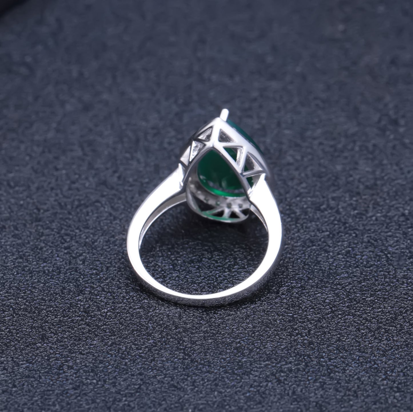 Natural Gemstone Ring for Women Fashionable Luxurious Large Gemstone s925Sterling Silver Inlaid Natural Green Agate Ring
