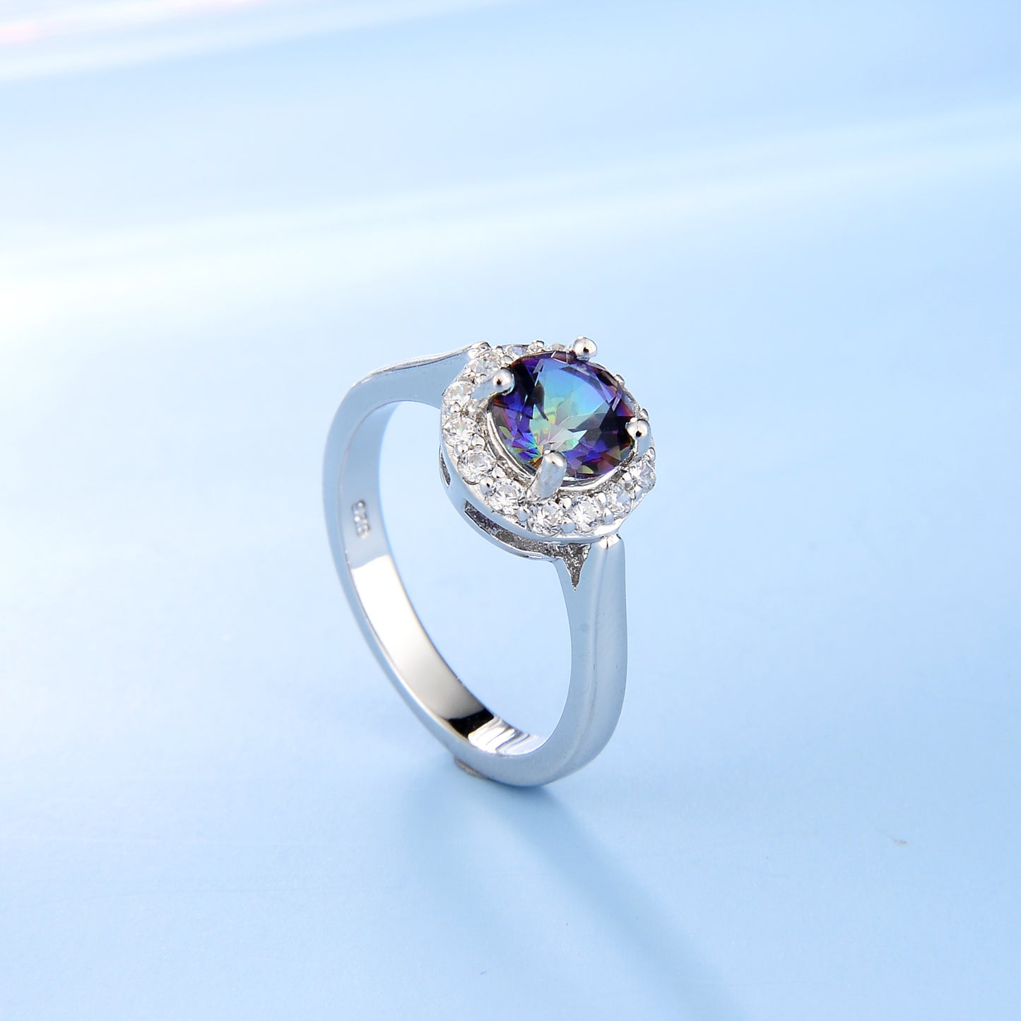 Factory Direct Supply Colorful Crystal Ring Vintage Natural Emerald s925Sterling Silver Inlaid Sapphire Ring