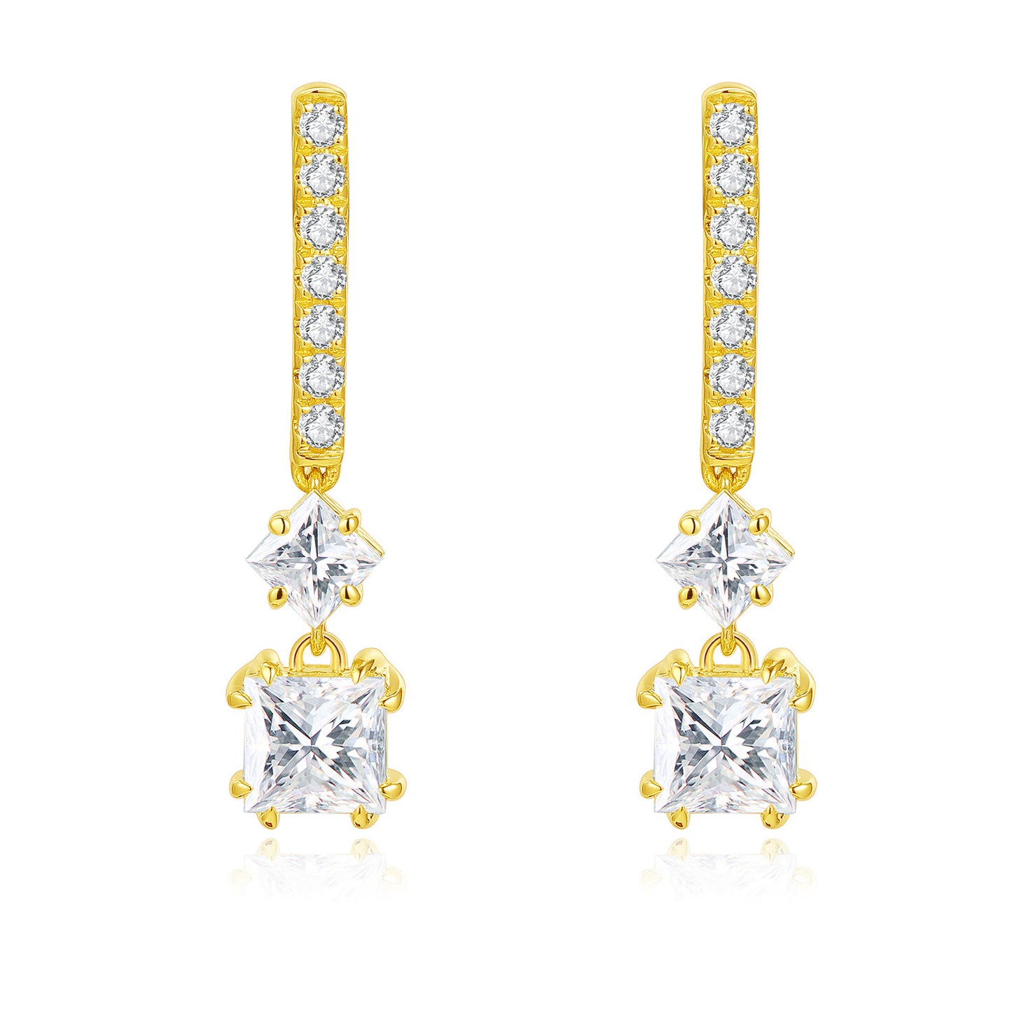 Unique Design Irregular Cultivated Diamond Stud Earrings14k Gold Inlaid Real Diamond Radiant Earrings for Women k Gold earrings