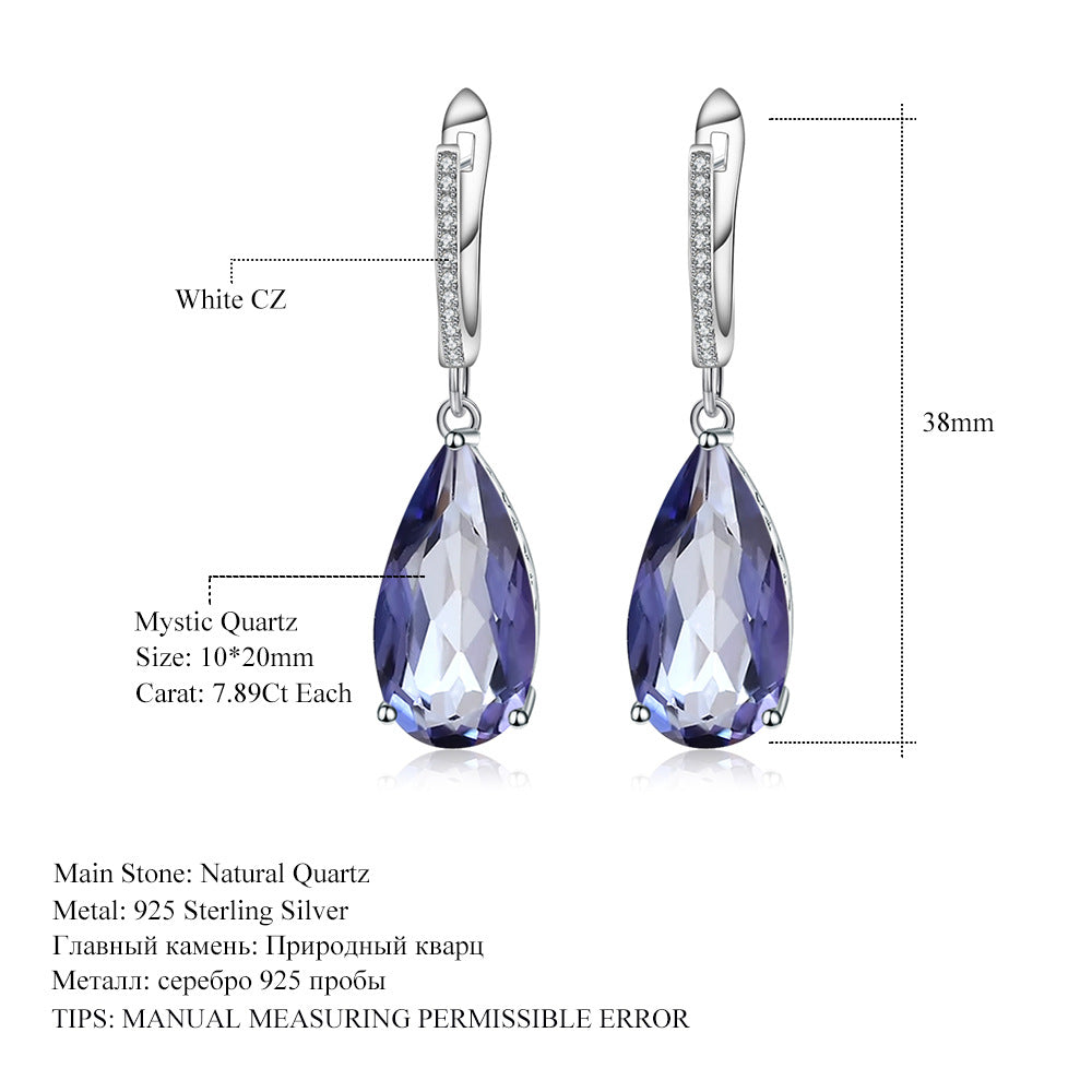 Luxurious and Sophisticated Green Agate Earrings Fashion Temperament s925Sterling Silver Inlaid Natural Gemstone Earrings