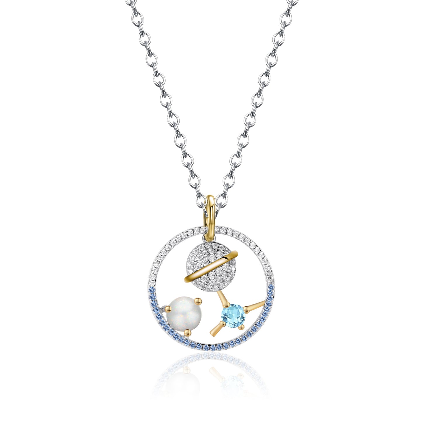 Natural Moonstone Topaz Necklace Clavicle Chain925Sterling Silver Elegant New Original Design Niche Pendant for Women