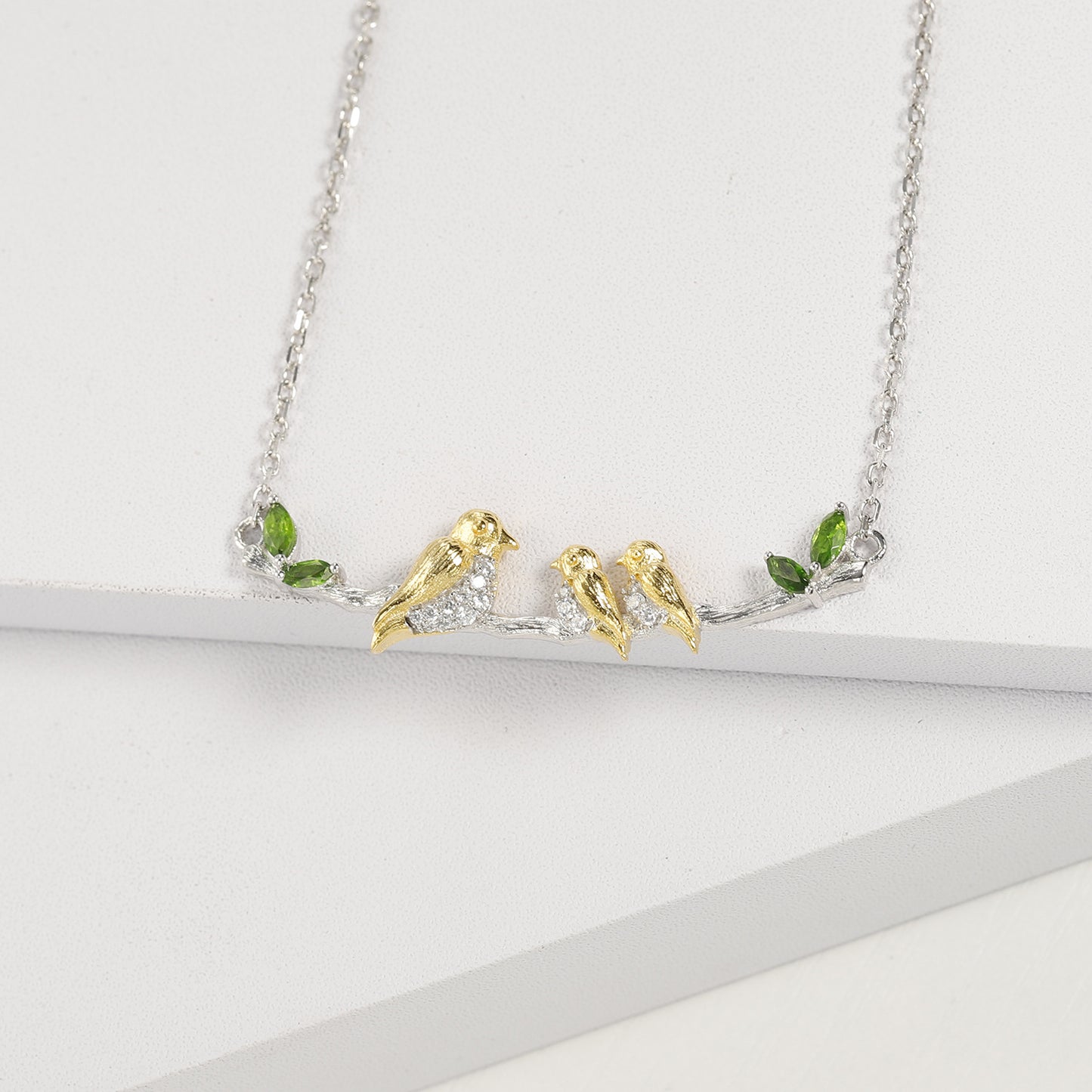 Designer High-End Pendant Bird Natural Style Design s925Silver Natural Gemstone Necklace Pendant