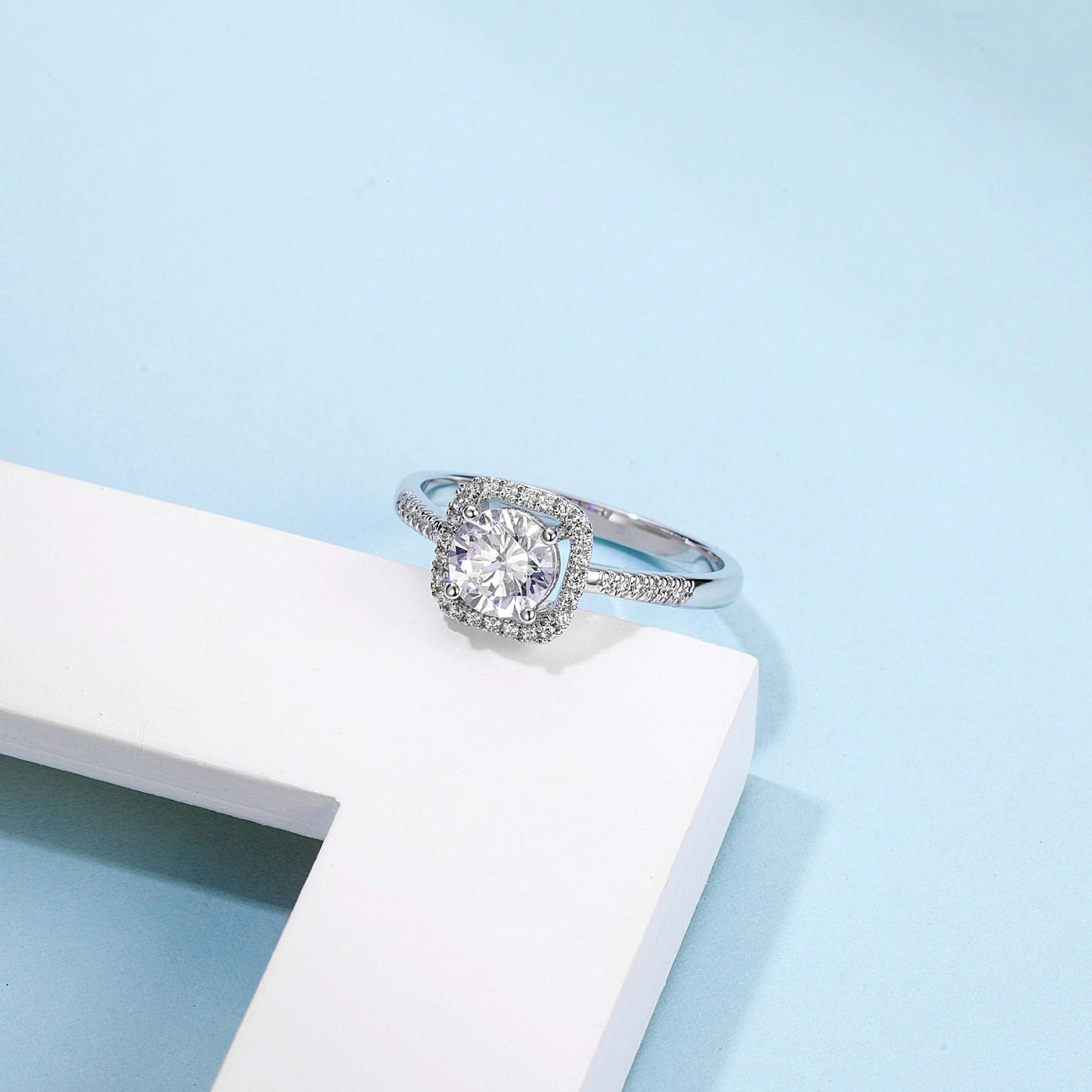 Light luxury elegant temperament1Carat Moissanite Ring Full Body9/10/14/18k White Gold Rose Gold Yellow Gold Ring