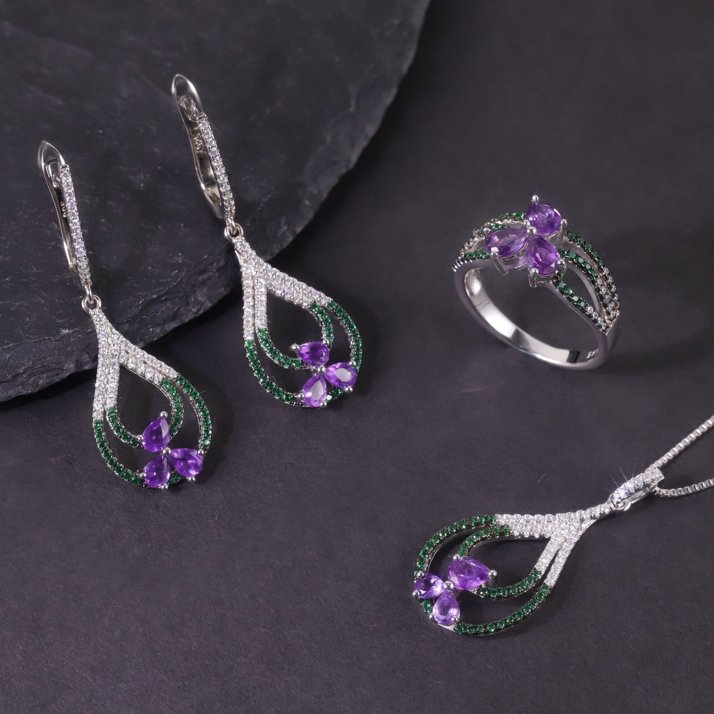 Fresh and Sweet Natural Topaz Necklace s925Sterling Silver Inlaid Translucent Amethyst Pendant High-end Jewelry