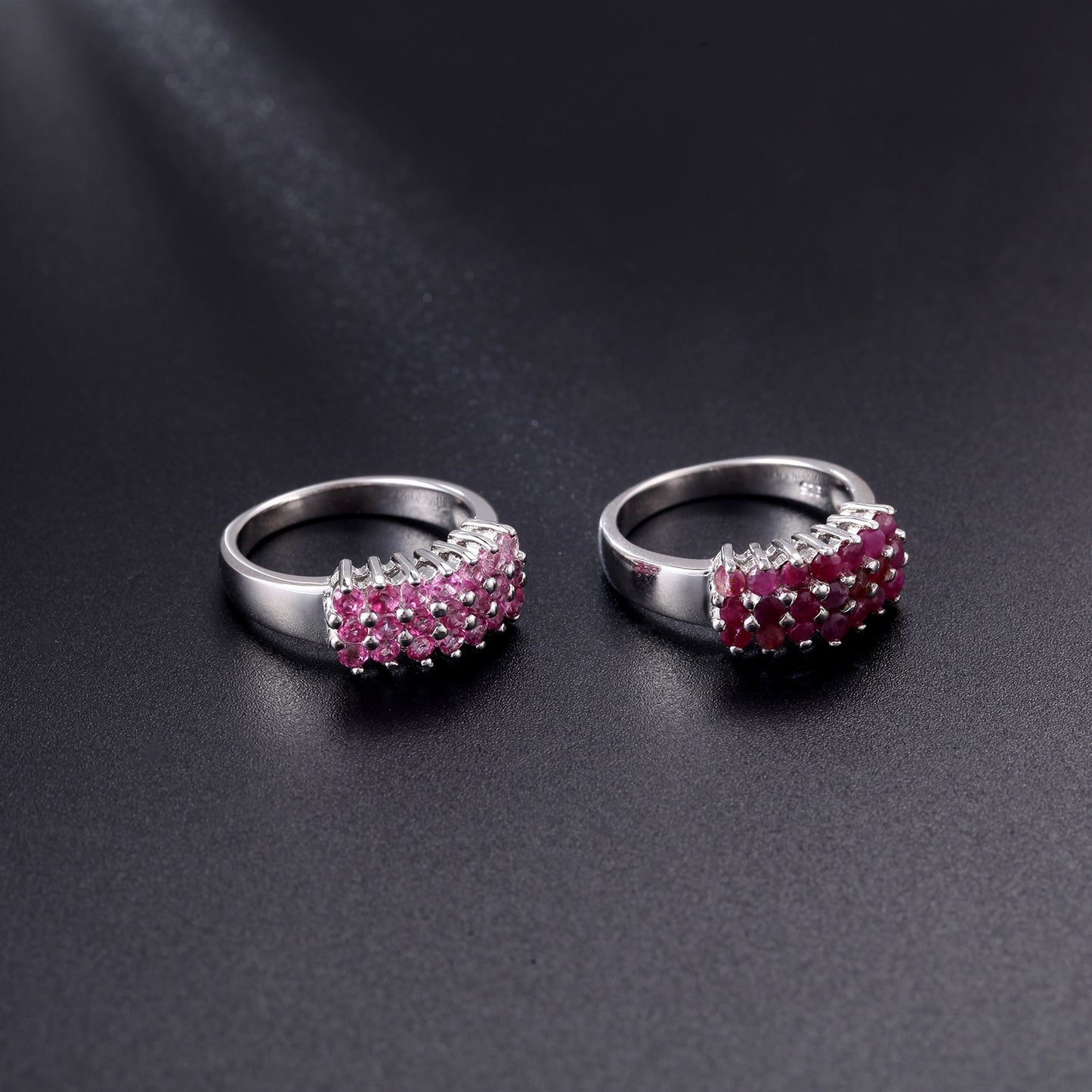 Natural Tourmaline Ring Source s925Sterling Silver Inlaid Colorful Gemstone Three-Row Stone Personality Ring