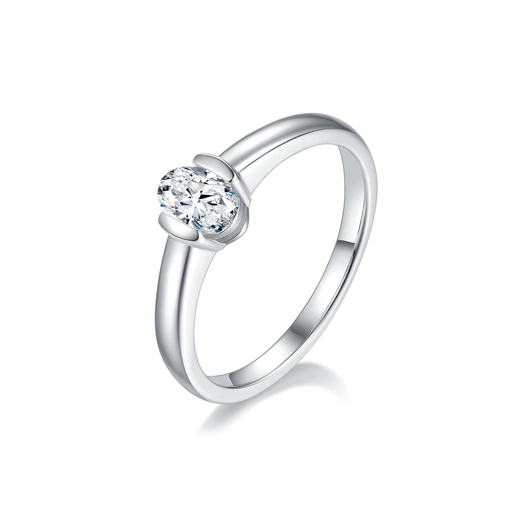 Luxurious Fashion Oval Shape0.5ct Moissanite ring S925Silver Gold Plated Engagement Ring for Women