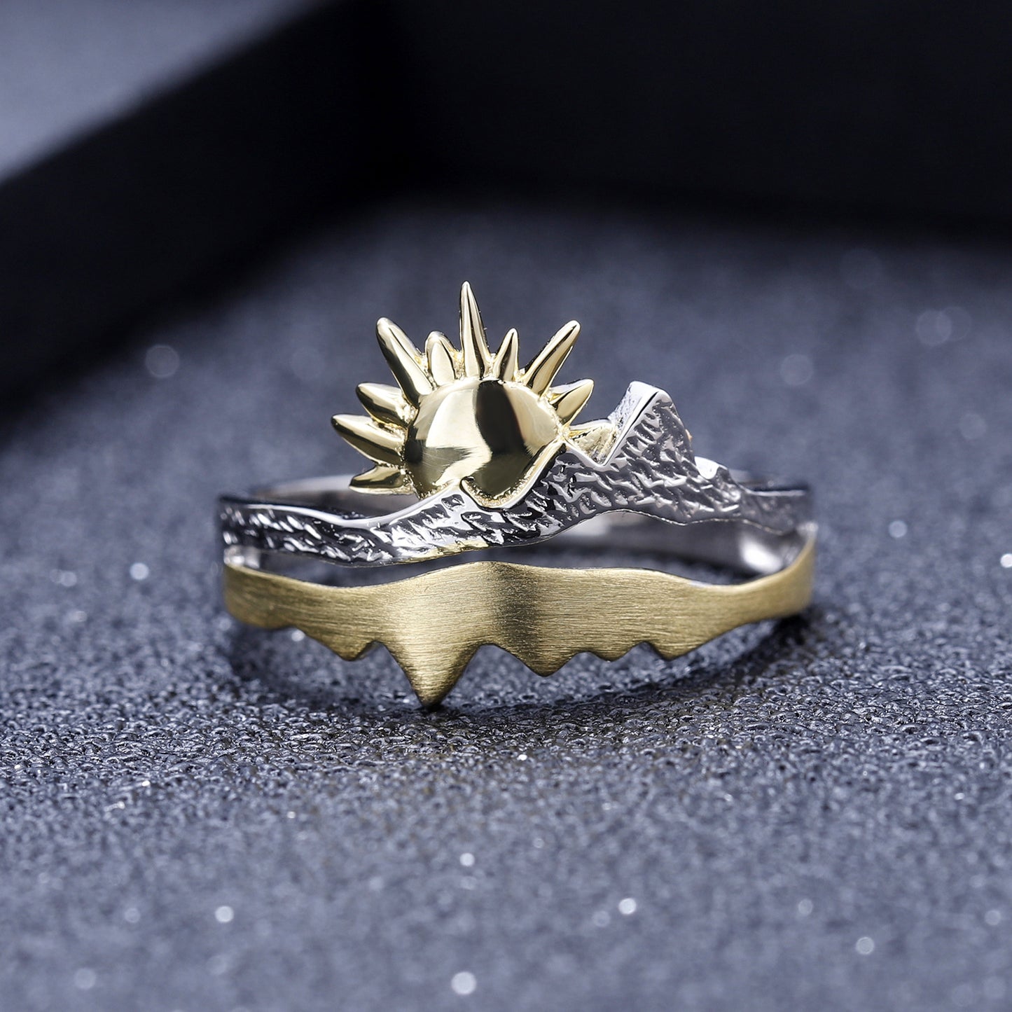 High-end Designer Adjustable Open Ring Natural Wind Sun Sunrise Design s925Sterling Silver Ring