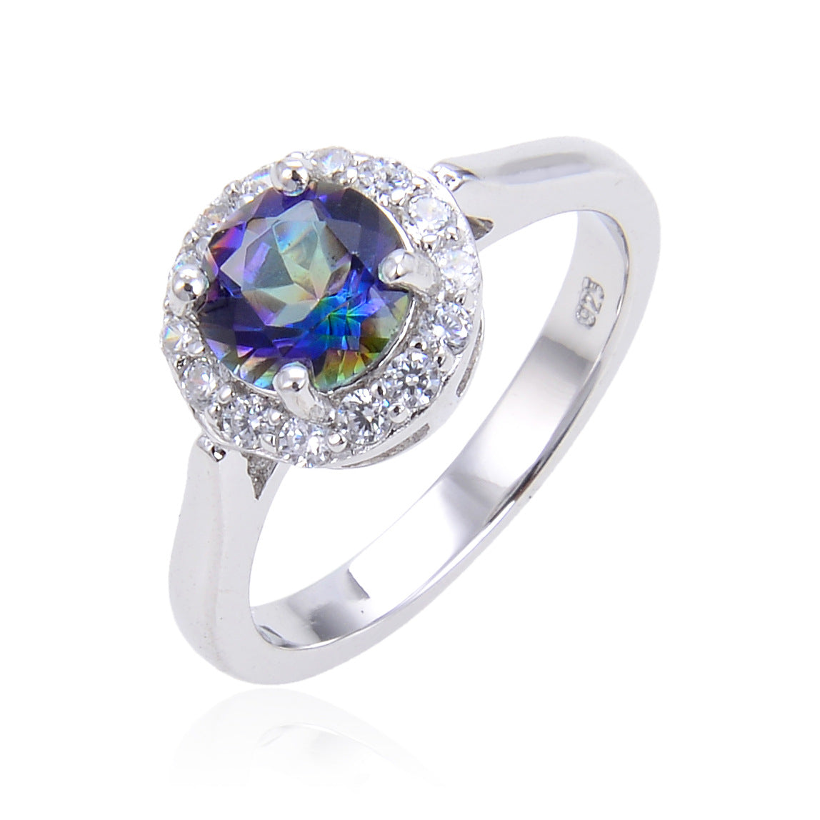 Factory Direct Supply Colorful Crystal Ring Vintage Natural Emerald s925Sterling Silver Inlaid Sapphire Ring