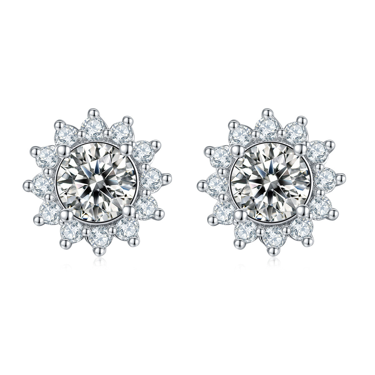 Light Luxury925Silver Necklace Earrings Bracelet Three-Piece Set Sunflower Design Inlaid Moissanite Pendant Jewelry Set