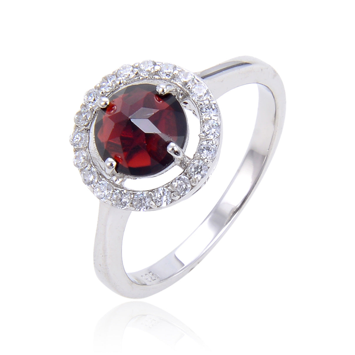 Classic Retro Natural Green Chalcedony Ring for Women Export s925Sterling Silver Inlaid Garnet Ring