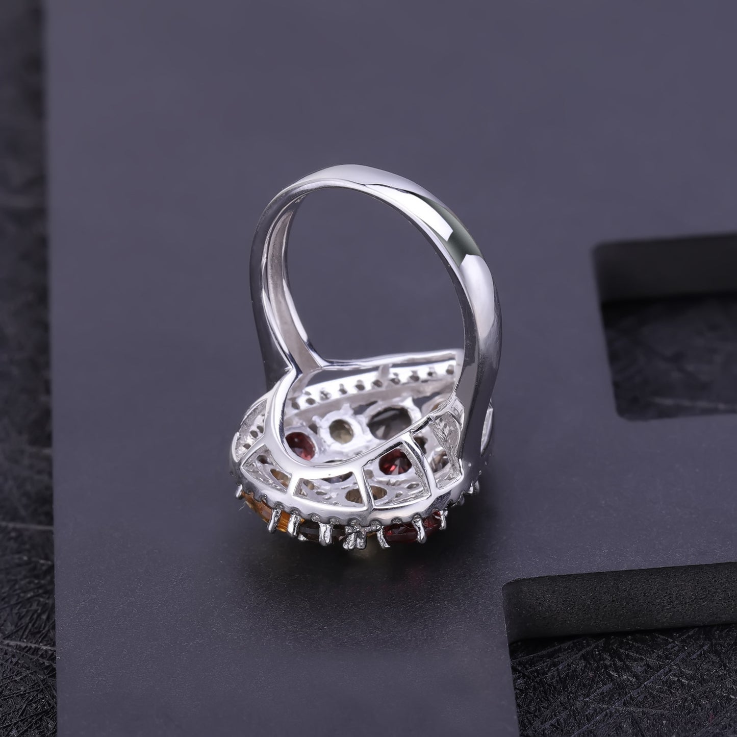 Factory Direct Supply Natural Gemstone Pure Silver Ring Fashion Retro Inlaid Natural Gemstones s925Silver ring