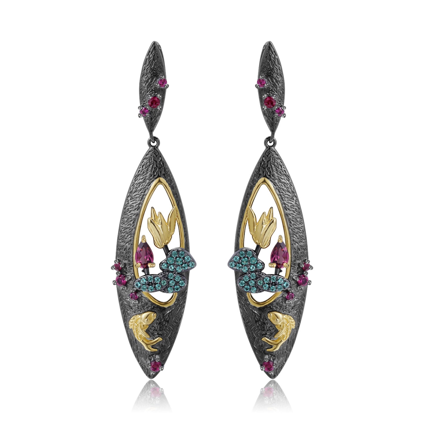 Secret Garden Series Designer Earrings Natural Style s925Sterling Silver Natural Rose Garnet Earrings Chinese Style