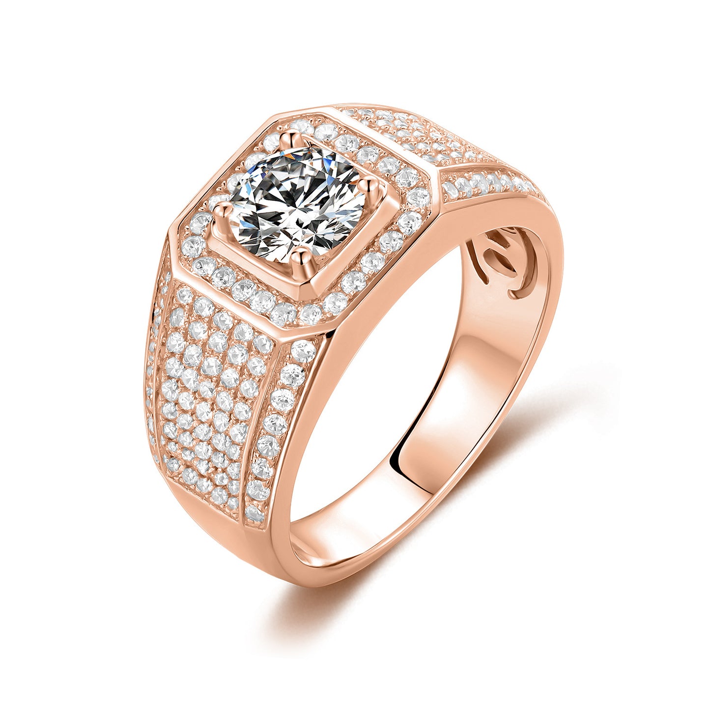 1Carat Moissanite D Luxurious Cluster Men's Ring9/10/14/18k Gold Rose Gold Yellow Gold Ring