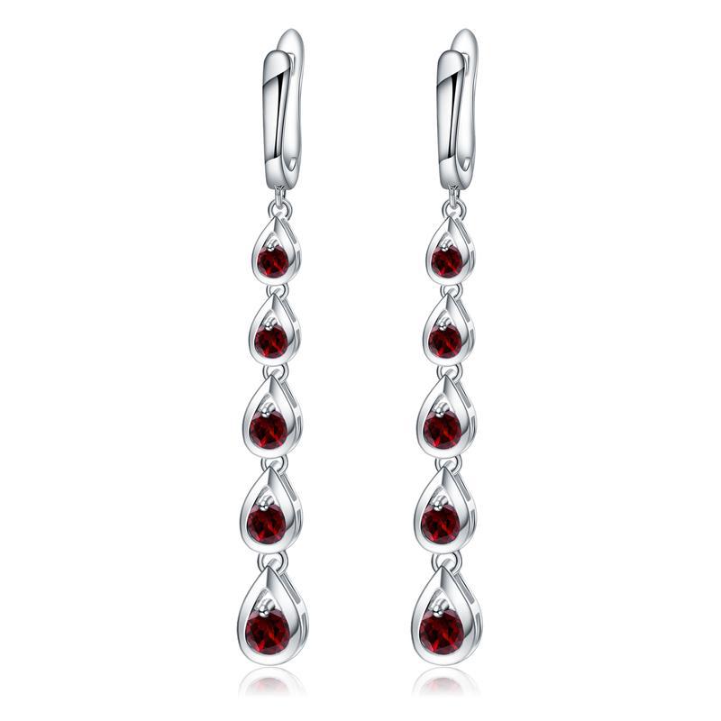 925Silver Sapphire Crystal Topaz Earrings Elegant Exaggerated High-end Sense Tassel Water Drop Long Earrings
