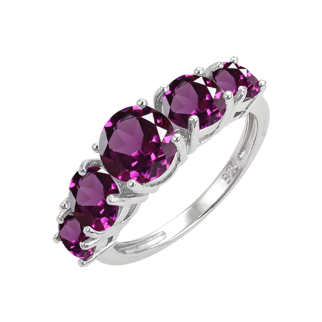 Factory Direct Supply Colorful Crystal Rings for Women Vintage Inlaid Natural Stone s925Silver Color Gemstone Ring