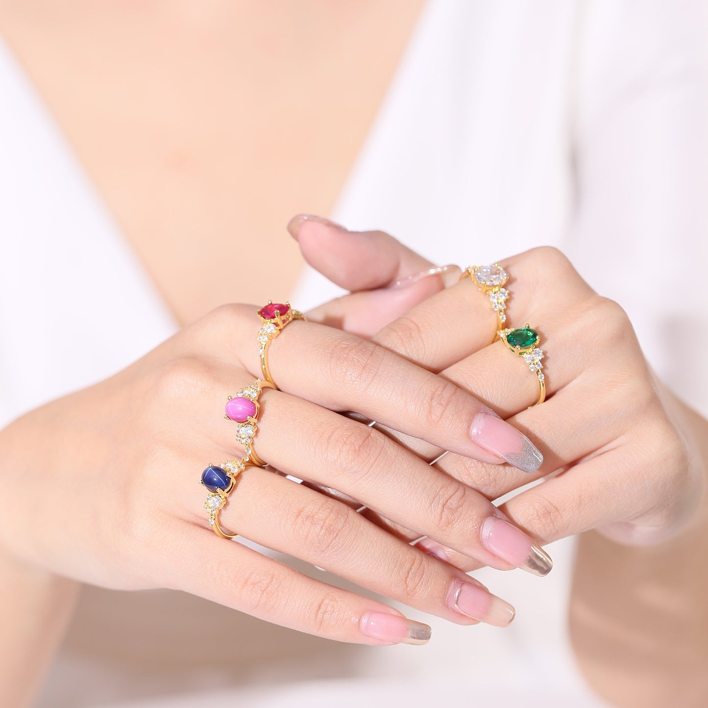 Jewelry S925Sterling Silver Inlaid5A Zircon Ring Fashionable Personality Simple Luxury Gold Ring