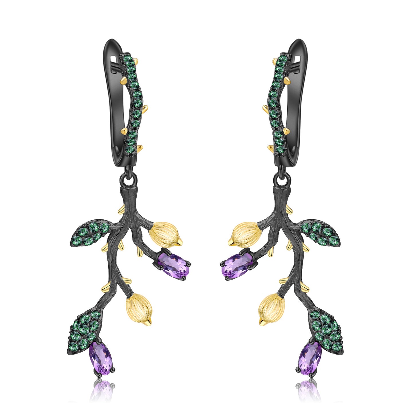 Vintage Natural Style Designer Jewelry Earrings Supply s925Silver Natural Gemstone Earrings