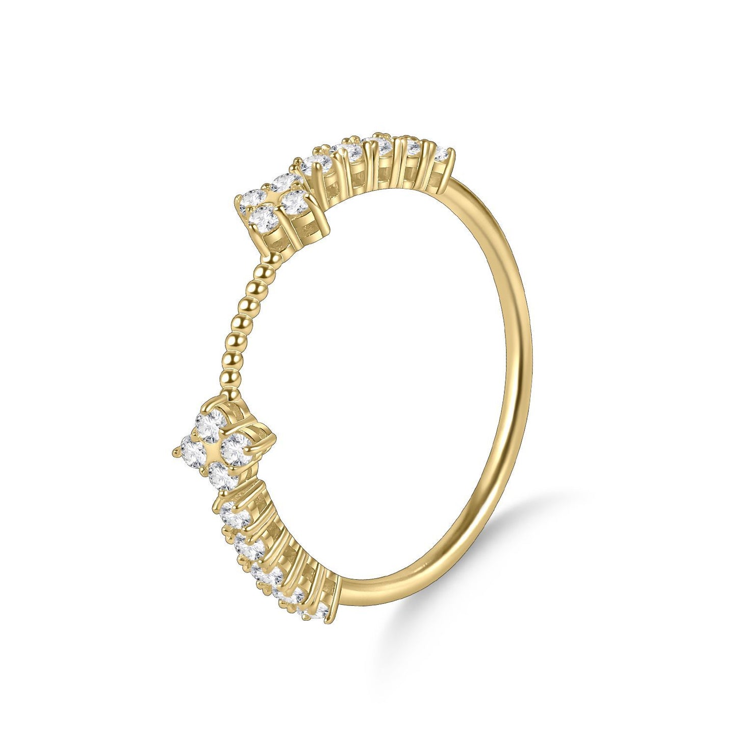 Sense of Relaxation s925Sterling Silver Moissanite Inlaid Gold Dawn Series Small Ring Niche2024Popular ring