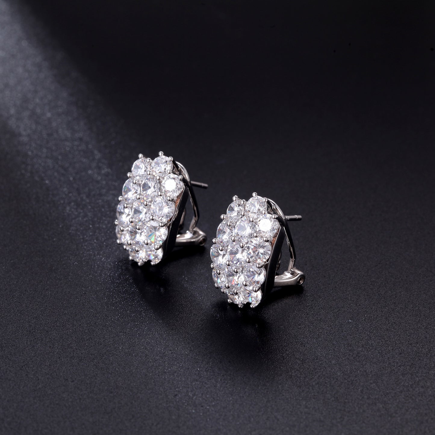 Unique Zircon Earrings with British Clasp, Multiple Gemstone Silver Ear Jewelry s925Sterling Silver Black Garnet Stud Earrings