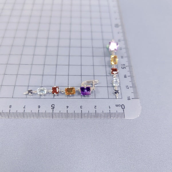 Unique Mid-Length Style s925Sterling Silver Inlaid Natural Topaz Crystal Earrings Colorful Gemstone Earrings New Style for Women
