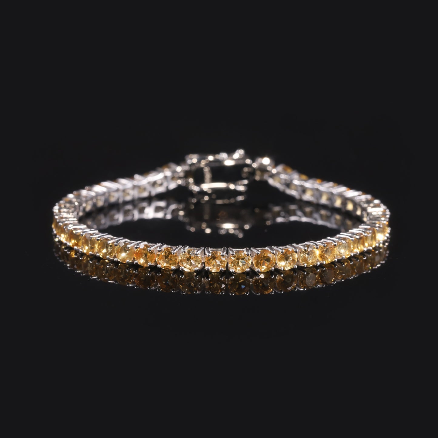 New White Topaz Tennis Bracelet3/4/5/6mm s925Sterling Silver Bracelet with Natural Yellow Crystal Gemstone