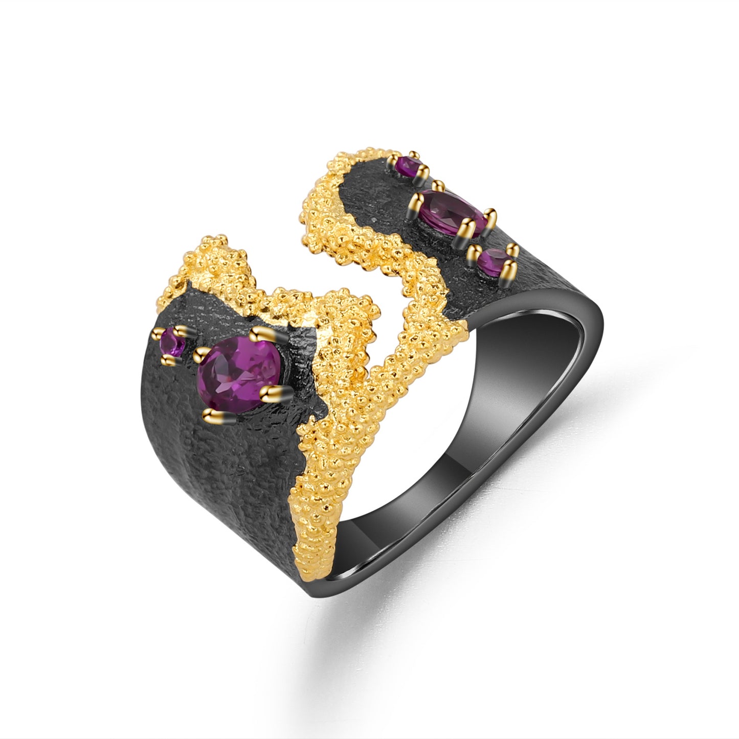 Italian Craft Designer Gemstone Ring Vintage Court Style High-end Feel s925Silver Natural Colored Gems Ring