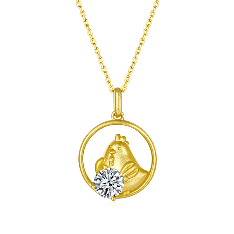 2022Year of the Tiger Pendant s925Silver Inlay1Carat Moissanite Necklace Q Cartoon Zodiac Necklace Pendant