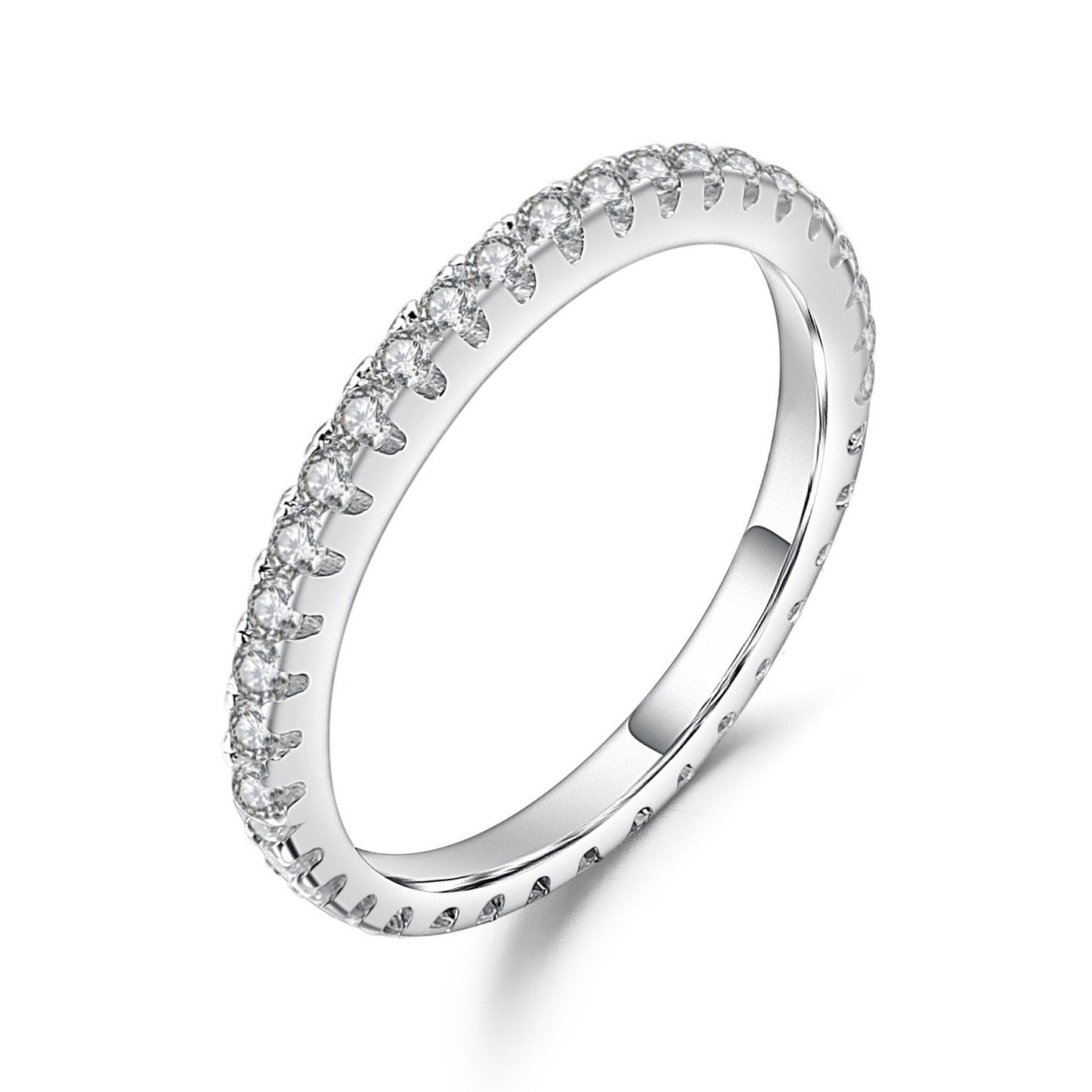 Fashion Moissanite Ring for Women925Sterling Silver Platinum Plated Full Row Inlaid Moissanite Ring Elegant