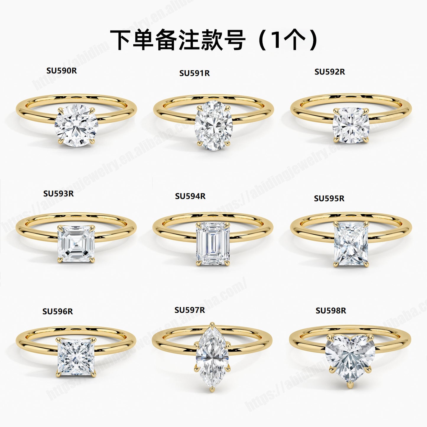 Simple Temperament9/10/14/18k Gold Ring with Moissanite1Carat Wedding Ring Hot-Selling Plain Gold Ring