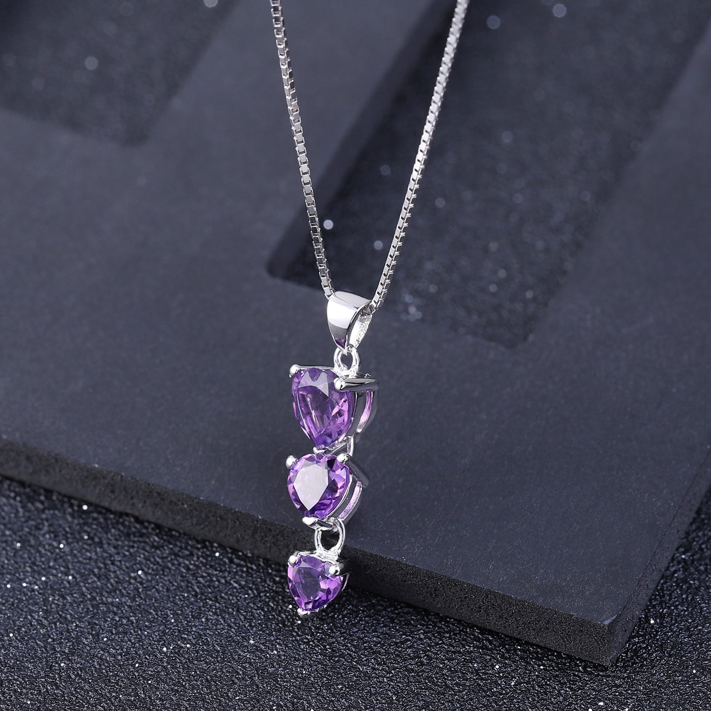 Natural Amethyst Necklace Pendant Fashionable, Simple, and Luxurious s925Sterling Silver Inlaid Natural Gemstone Necklace Jewelry