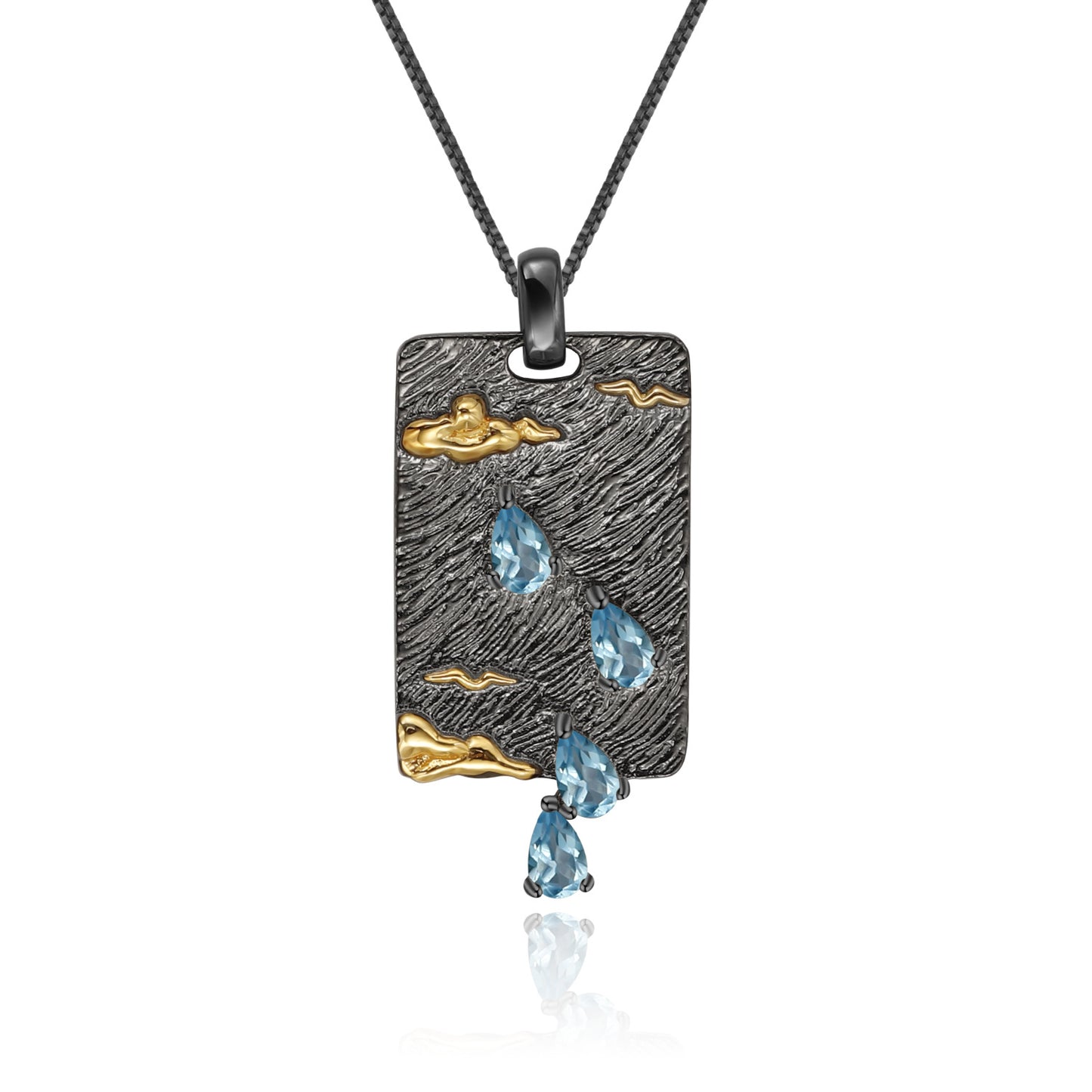 Designer High-End Gemstone Pendant Italian Craft Vintage925Silver Natural Topaz Necklace Pendant